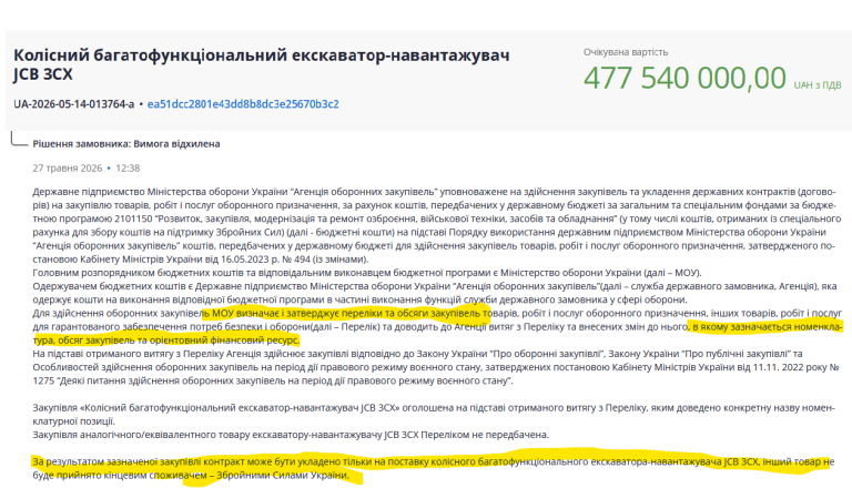 «Заточені» екскаватори за пів мільярда з Переліку від генералів